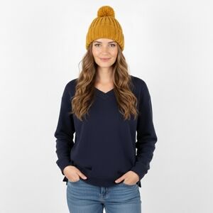 Orvis Classic Collection V Neck Modal Blend Black Soft comfy Sweater Women's L